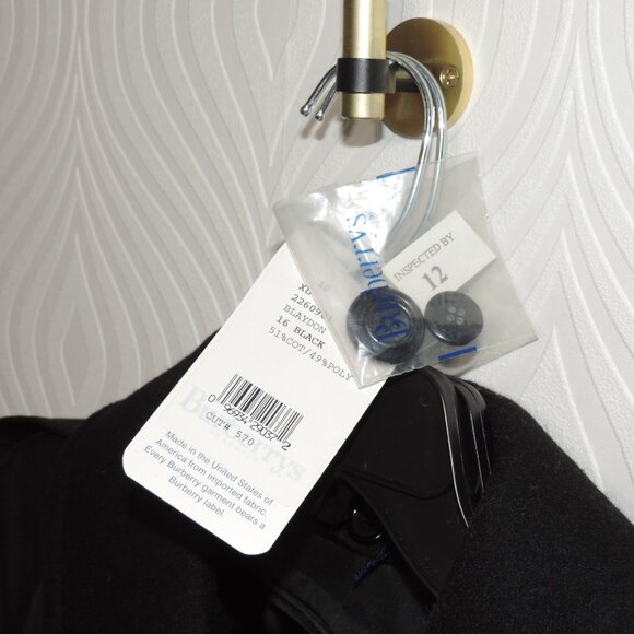 BURBERRY sz 10 Womens Black Blaydon Trench Single Breast w/ Wool Liner & Collar - Picture 10 of 16